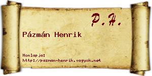 Pázmán Henrik névjegykártya