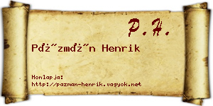 Pázmán Henrik névjegykártya
